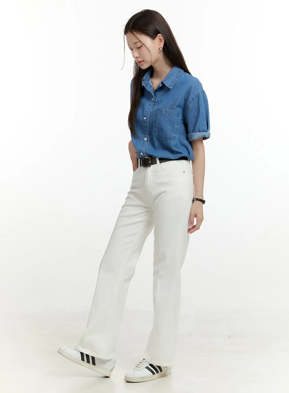 Cotton Solid Straight Leg Pants OL423 sold by Lewkin product image thumbnail 4