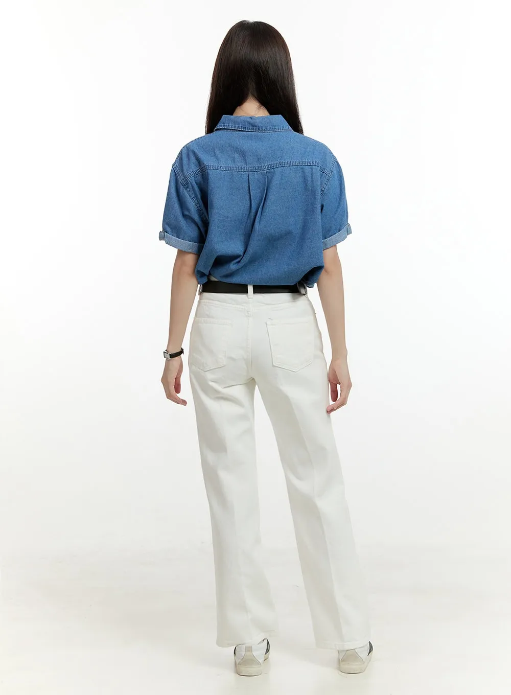 Cotton Solid Straight Leg Pants OL423 sold by Lewkin product image thumbnail 5