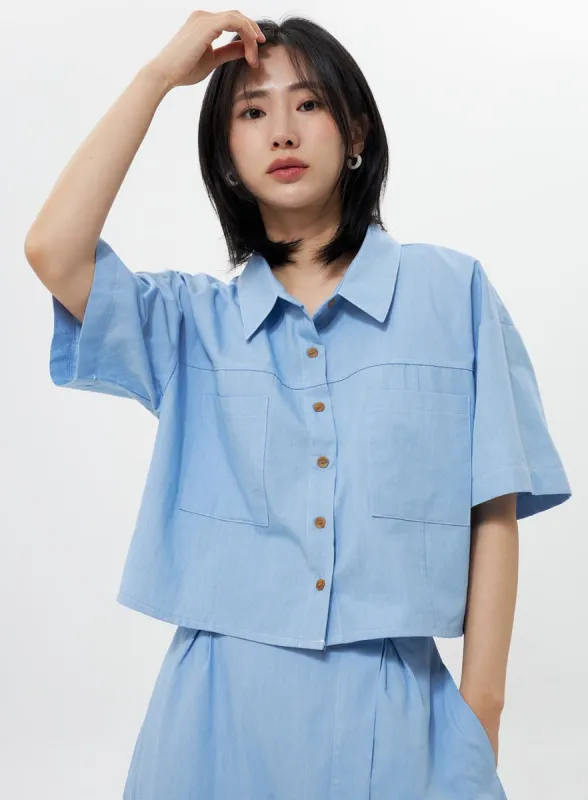 Cropped Denim Shirt OY308 sold by Lewkin