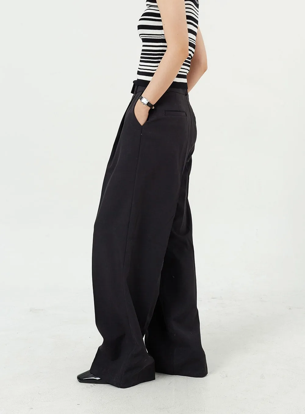 Wide Leg Tailored Pants OM309 sold by Lewkin product image thumbnail 2