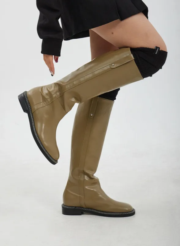 Faux Leather Knee High Boots CJ317 sold by Lewkin