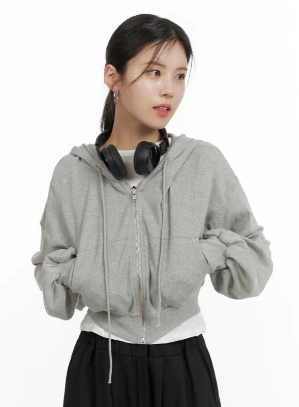 Zip-Up Crop Hoodie Sweatshirt OA419 sold by Lewkin