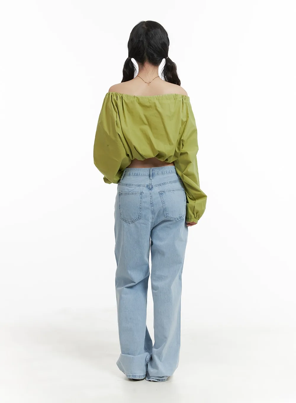 Washed Cotton Straight Jeans OM425 sold by Lewkin product image thumbnail 5