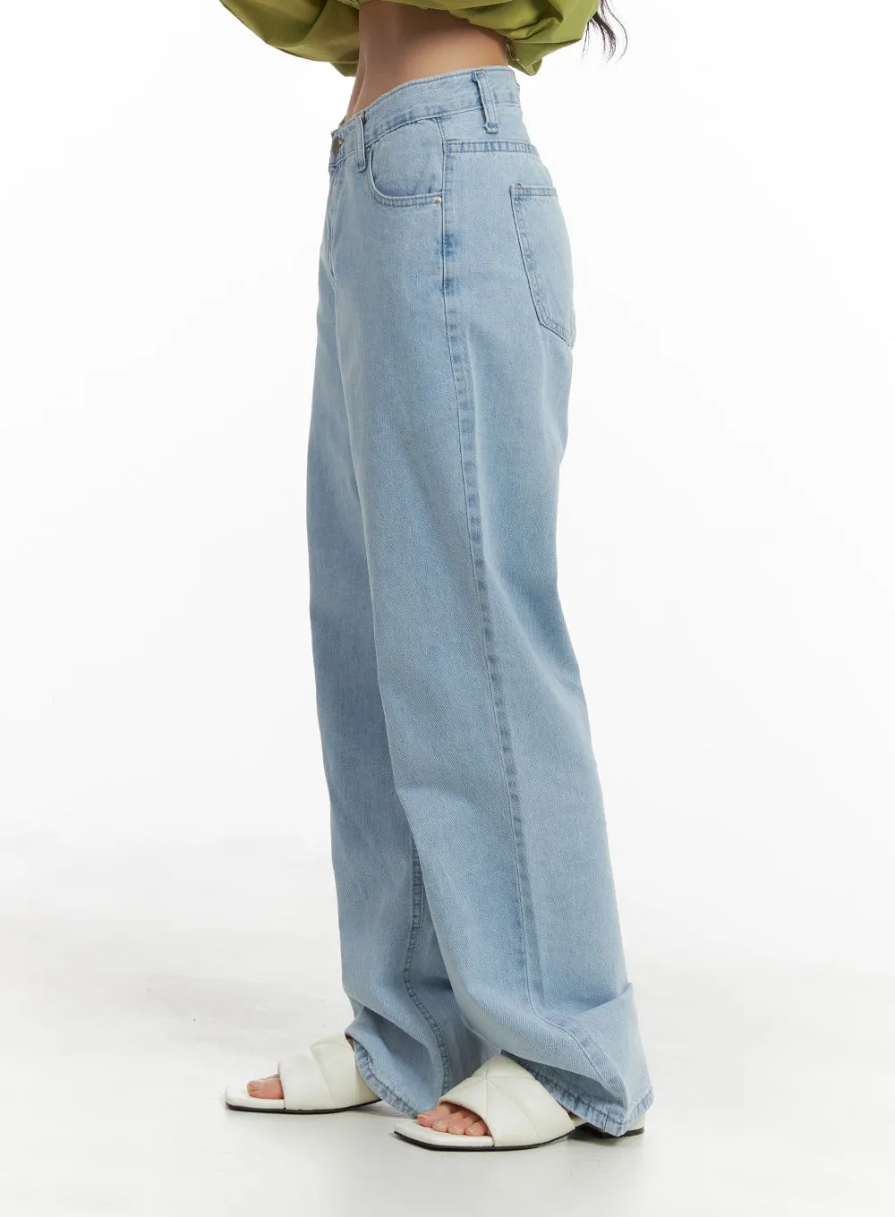 Washed Cotton Straight Jeans OM425 sold by Lewkin product image thumbnail 2
