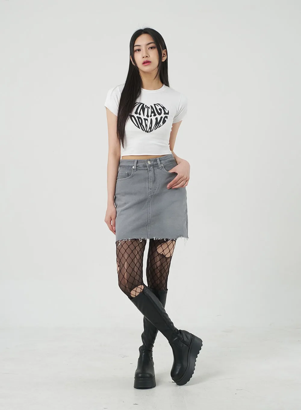 Ripped Hem Mini Skirt BY309 sold by Lewkin product image thumbnail 5