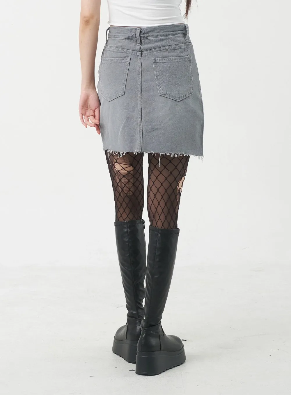 Ripped Hem Mini Skirt BY309 sold by Lewkin product image thumbnail 3