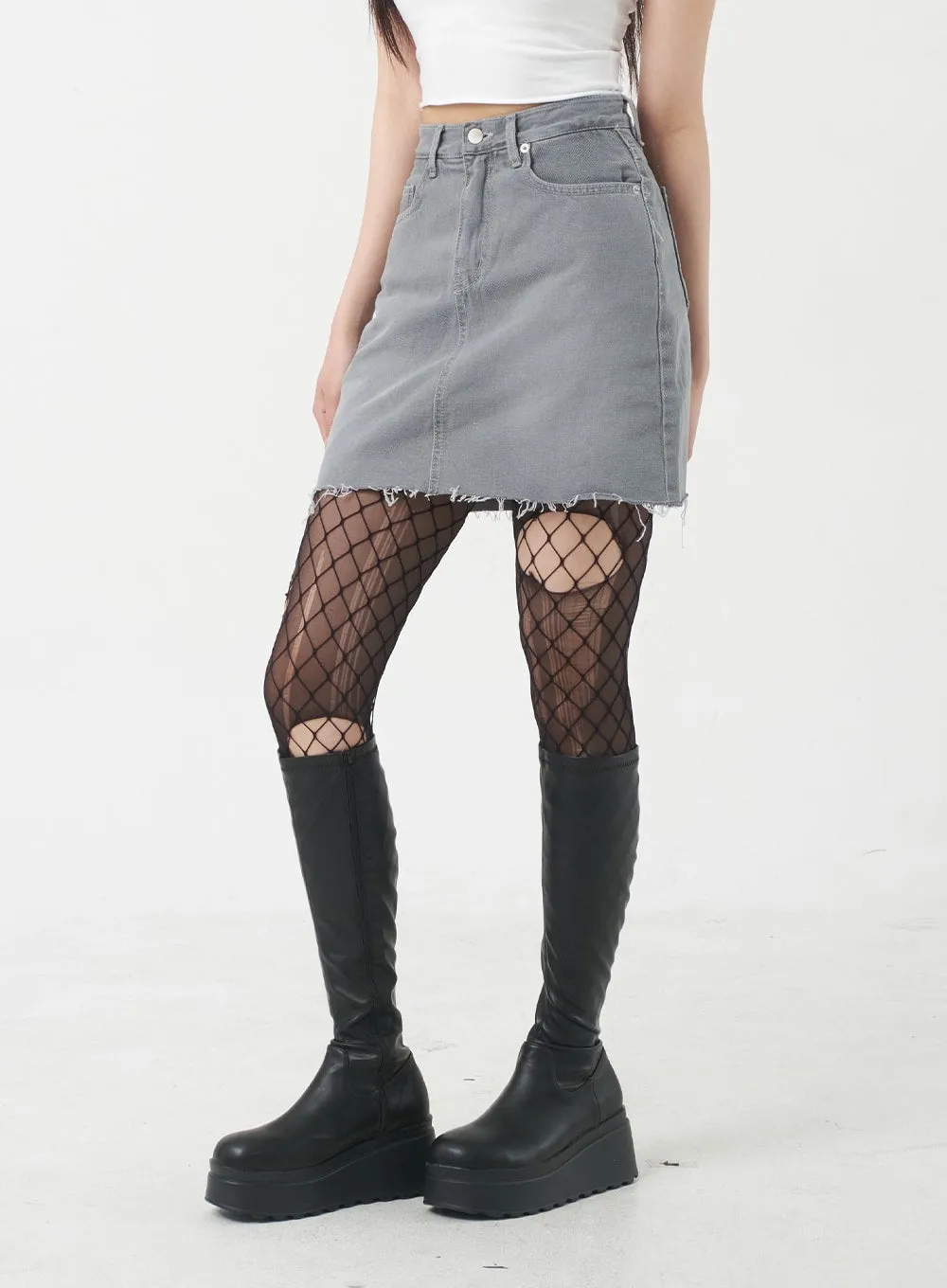 Ripped Hem Mini Skirt BY309 sold by Lewkin product image thumbnail 2
