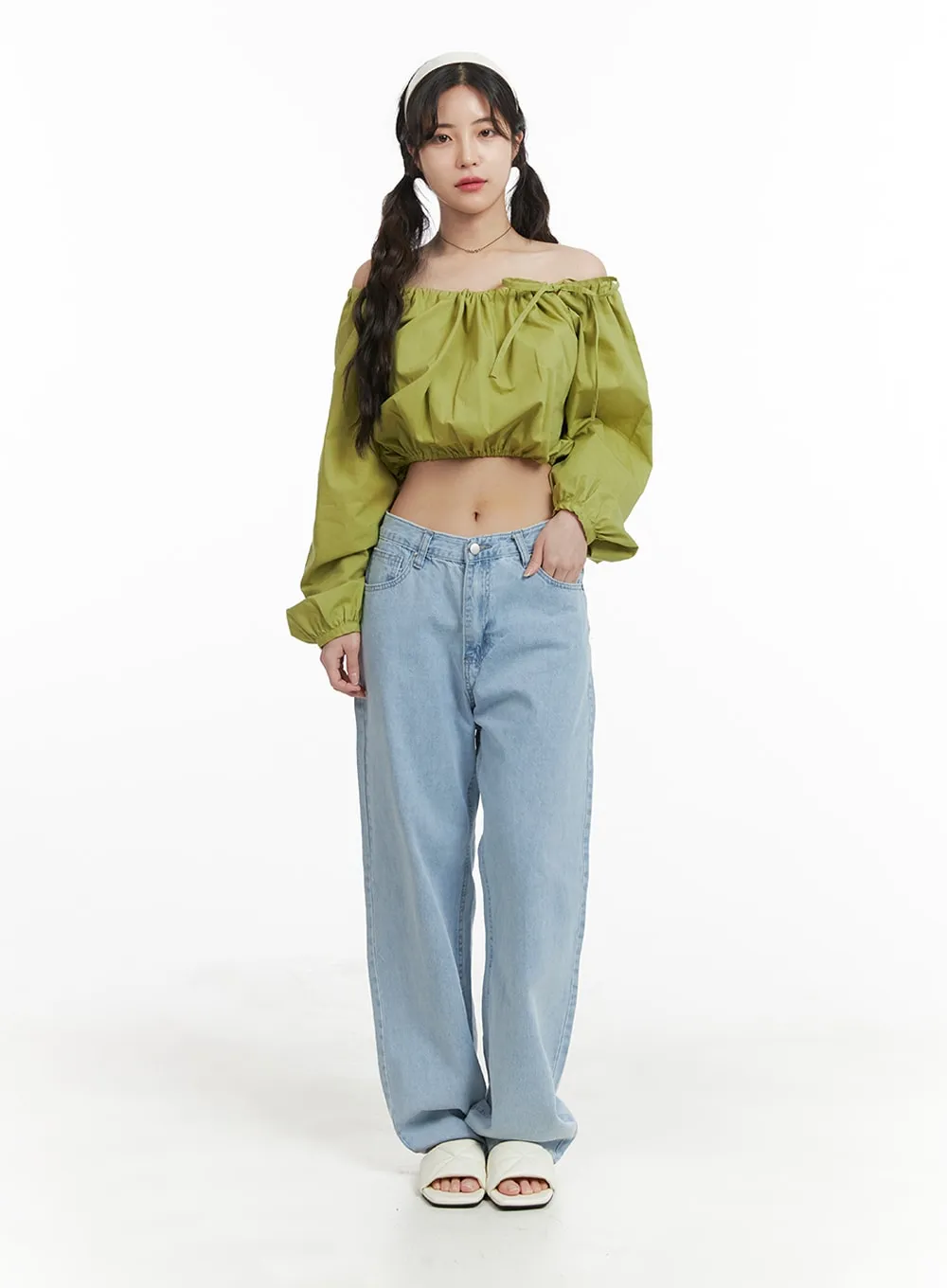 Washed Cotton Straight Jeans OM425 sold by Lewkin product image thumbnail 3