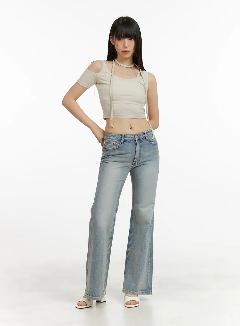 Light Washed Loose Bootcut Jeans CU425 sold by Lewkin product image thumbnail 2