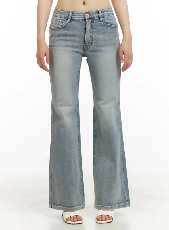 Light Washed Loose Bootcut Jeans CU425 sold by Lewkin