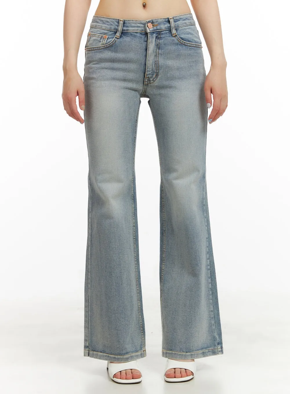 Light Washed Loose Bootcut Jeans CU425 sold by Lewkin