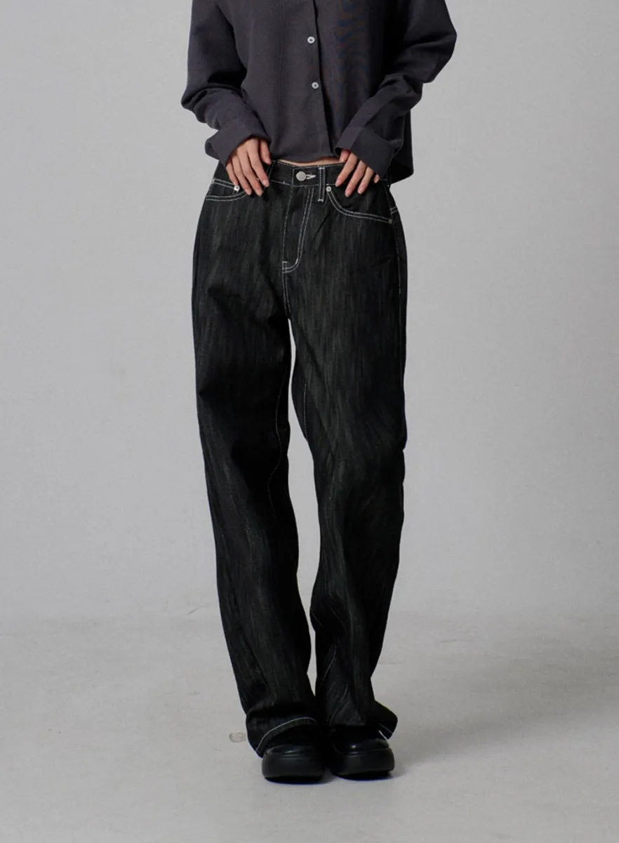 BELVET 即完 Baggy rigid denim black Supreme Rigid Baggy Selvedge Jean (SS25) - $198
