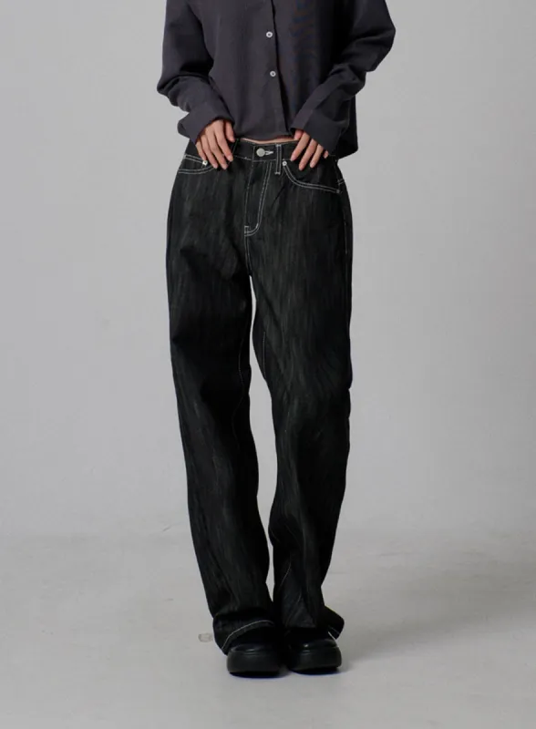 Dark Wash Baggy Jeans IJ313 sold by Lewkin