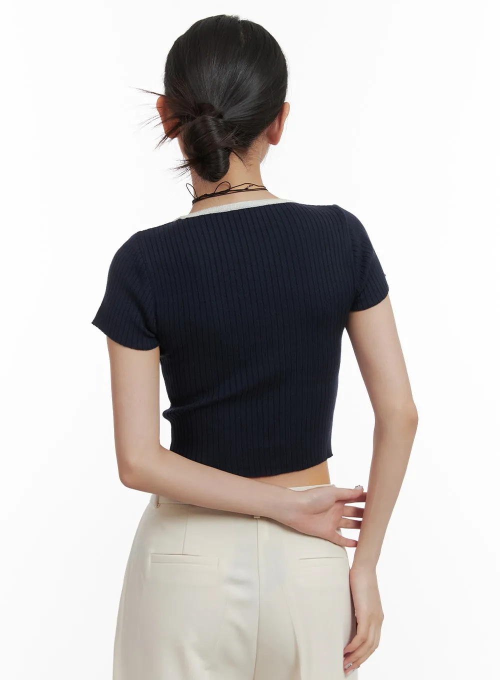 Solid U Neck Crop Top OA416 sold by Lewkin product image thumbnail 5