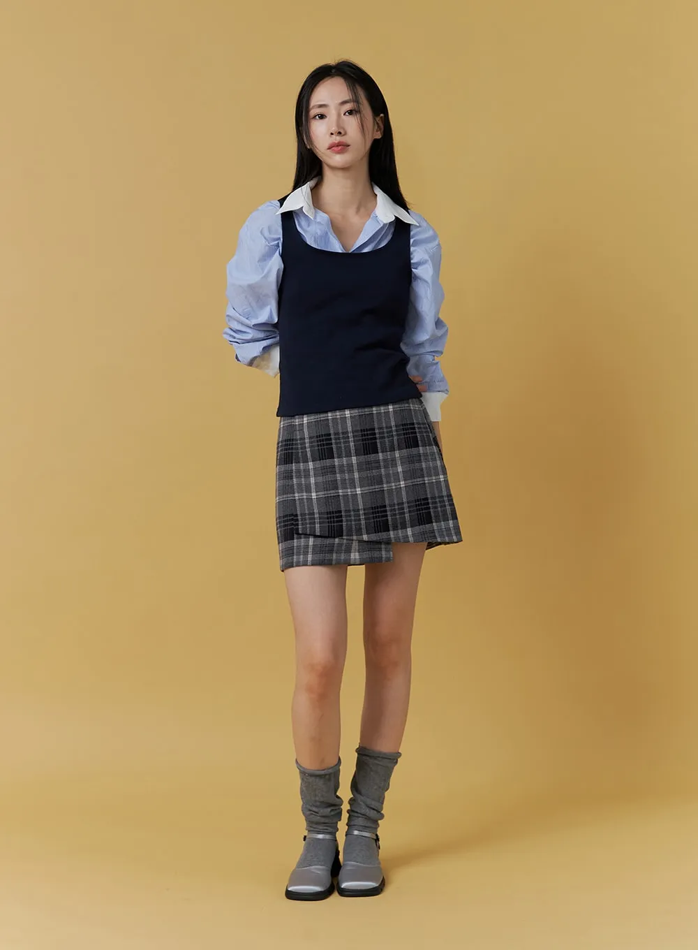 Wrapped Check Mini Skirt ON303 sold by Lewkin