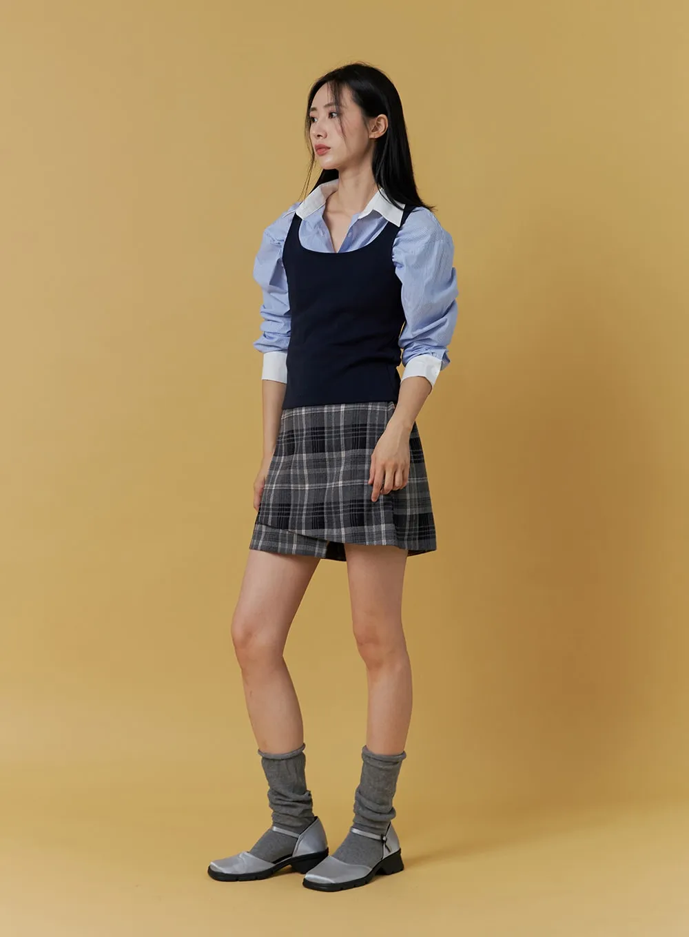 Wrapped Check Mini Skirt ON303 sold by Lewkin product image thumbnail 3