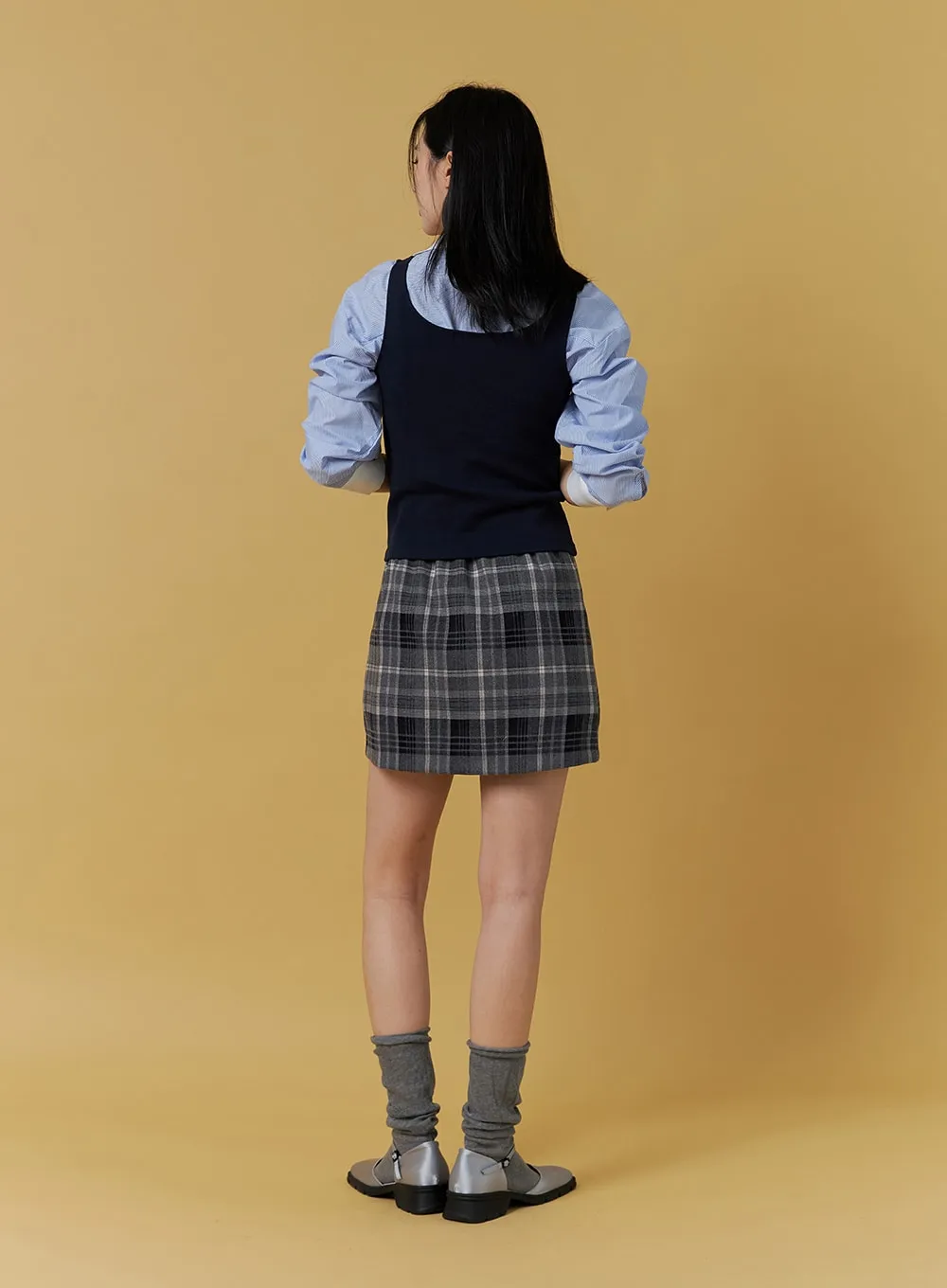 Wrapped Check Mini Skirt ON303 sold by Lewkin product image thumbnail 4