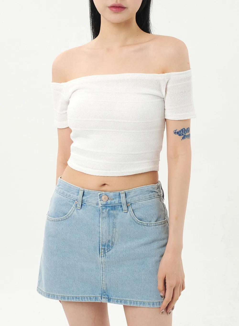 Off-Shoulder Cropped Top CA328 sold by Lewkin product image thumbnail 2