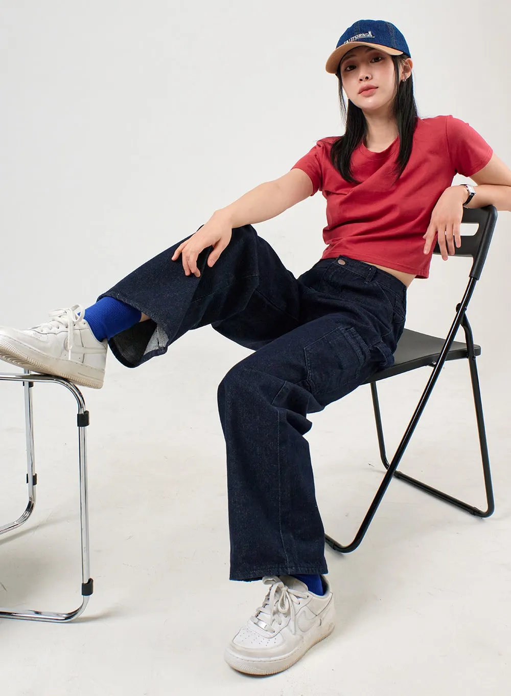 Straight Leg Pocket Jeans OF406 sold by Lewkin