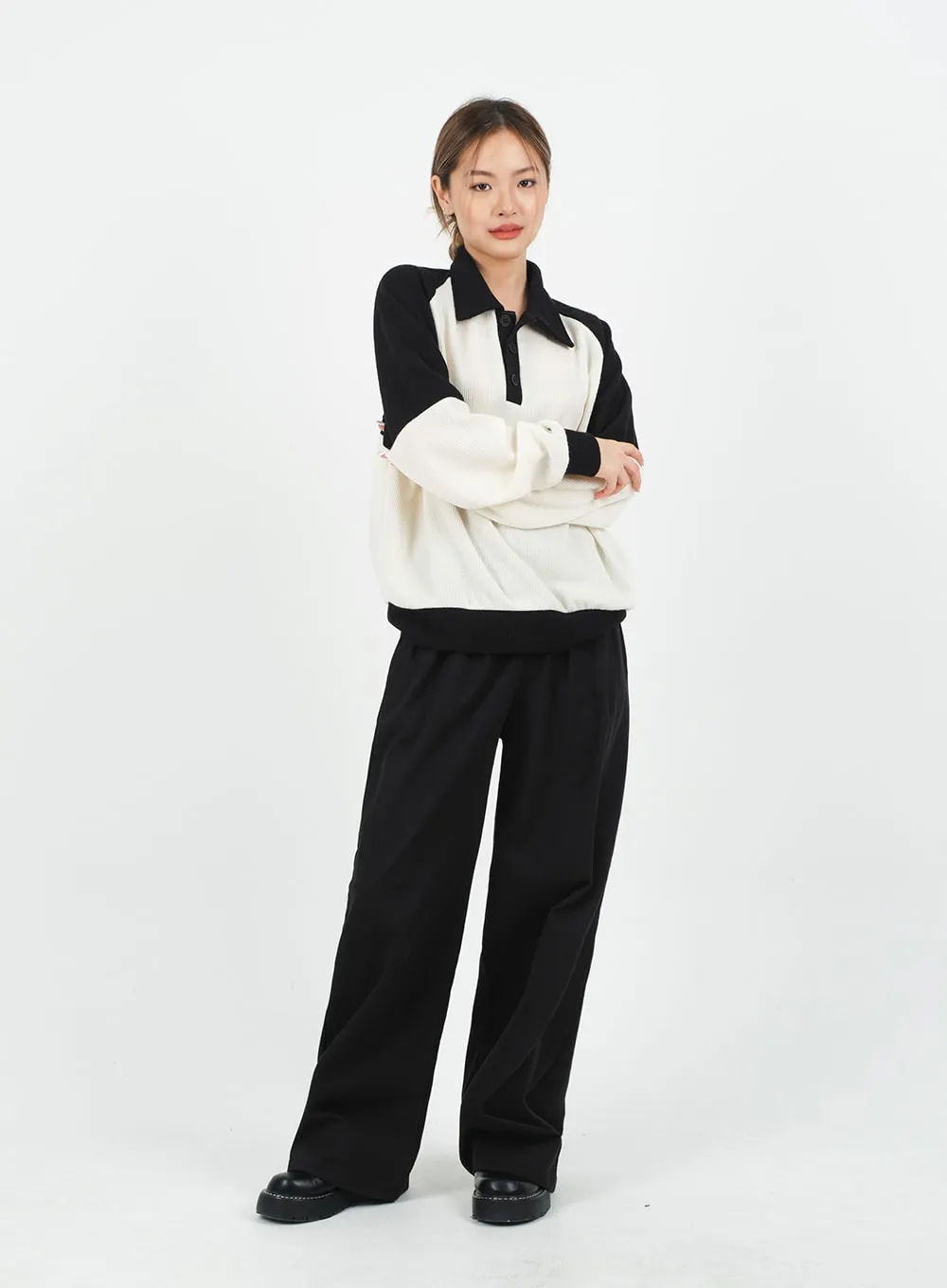 Mid-rise Wide Banded Cotton Pants CA08 sold by Lewkin product image thumbnail 4