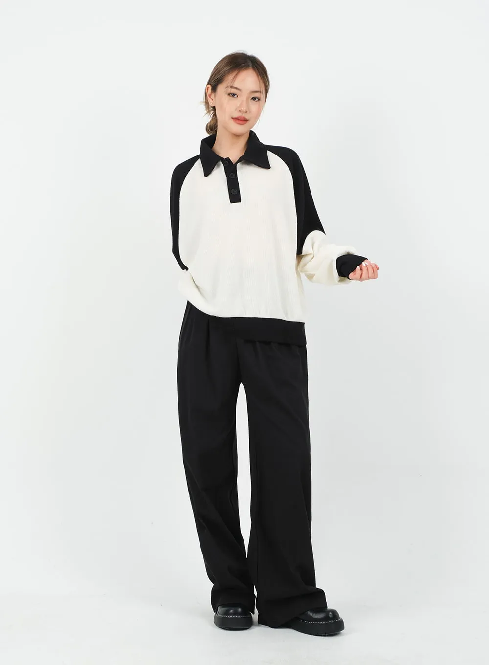 Mid-rise Wide Banded Cotton Pants CA08 sold by Lewkin product image thumbnail 5