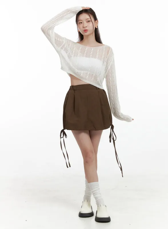 Banded Pintuck Mini Skirt OL417 sold by Lewkin