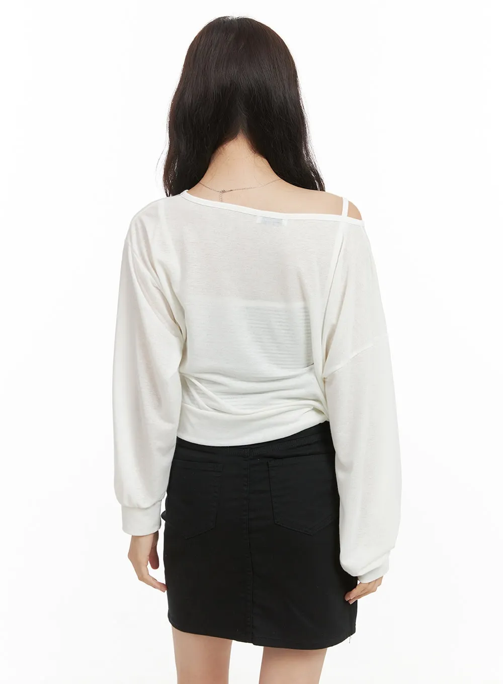 Sheer Unbalanced Wrap Top OY421 sold by Lewkin product image thumbnail 5