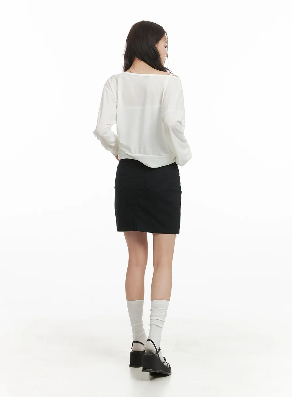 Sheer Unbalanced Wrap Top OY421 sold by Lewkin product image thumbnail 3