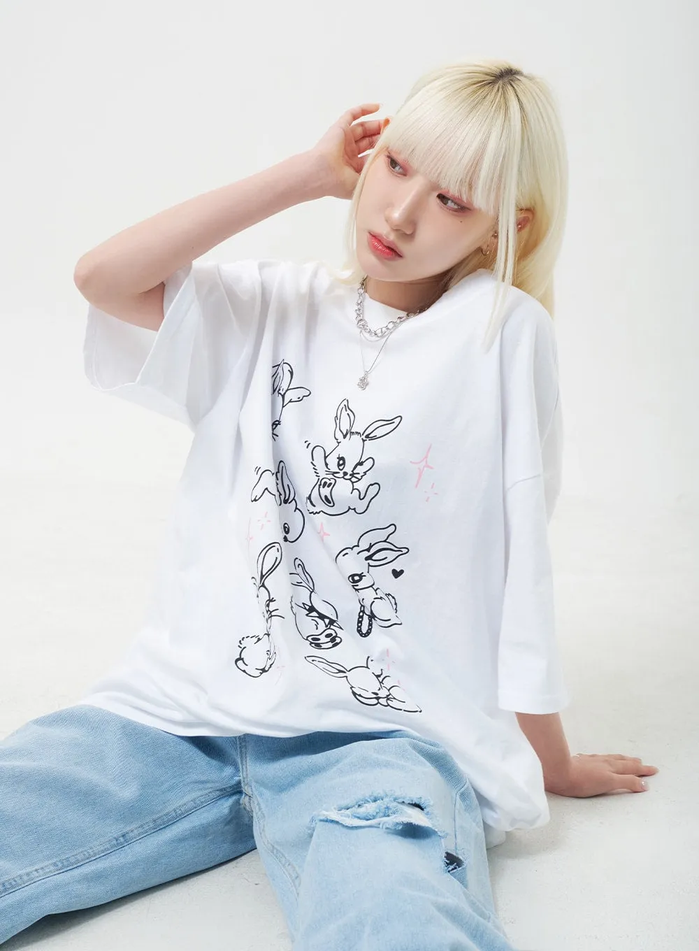 Bunnies Oversized Tee BY331 sold by Lewkin product image thumbnail 3