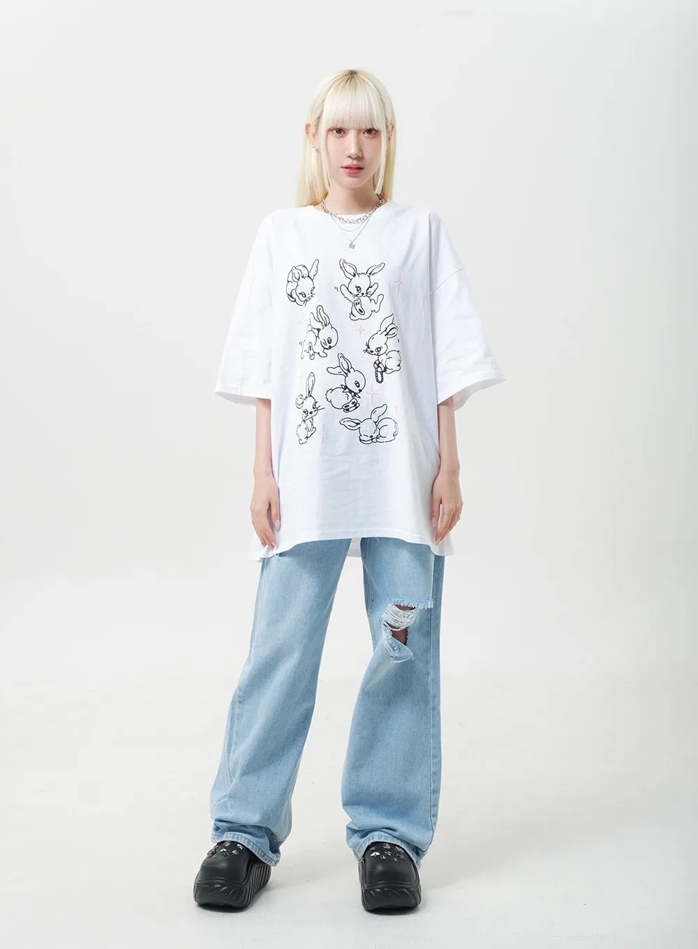 Bunnies Oversized Tee BY331 sold by Lewkin product image thumbnail 4
