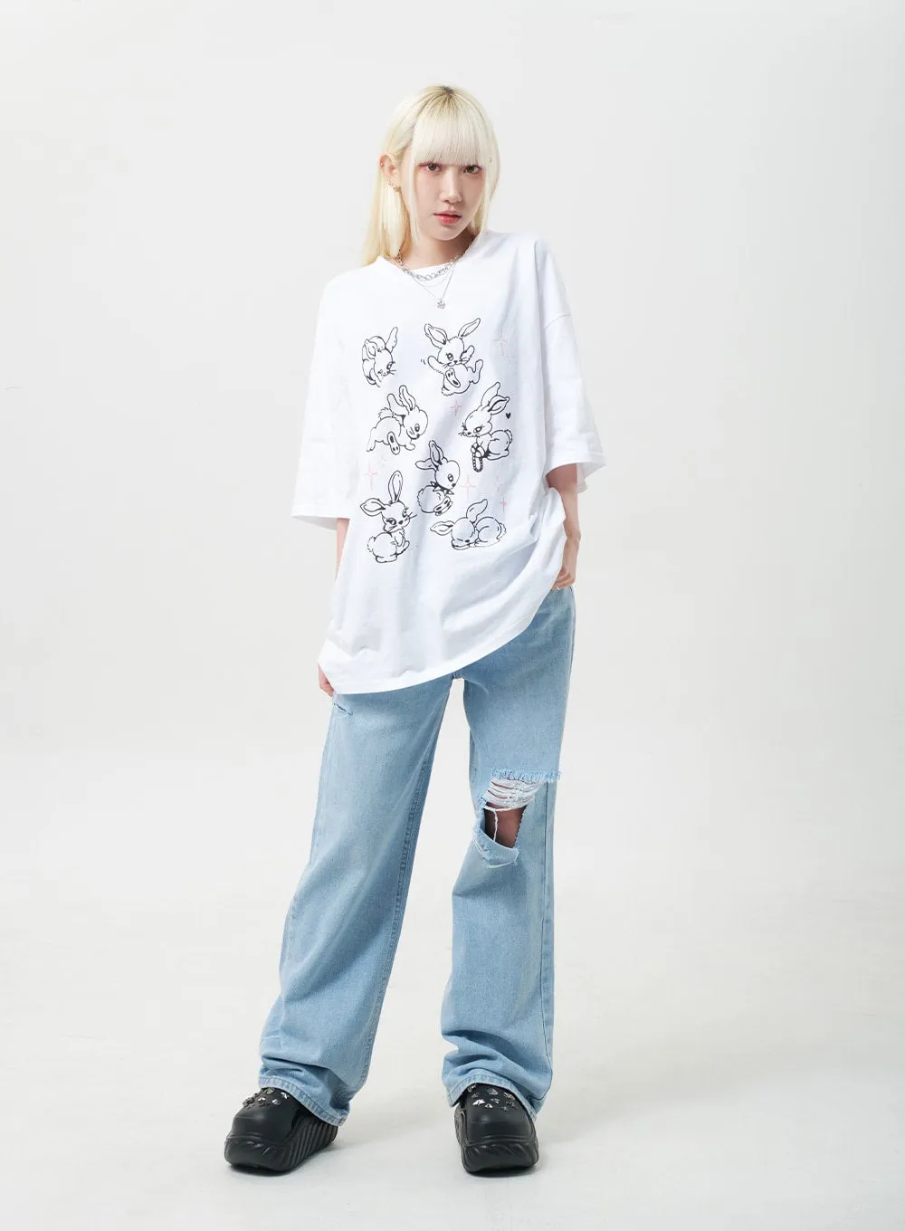 Bunnies Oversized Tee BY331 sold by Lewkin product image thumbnail 5