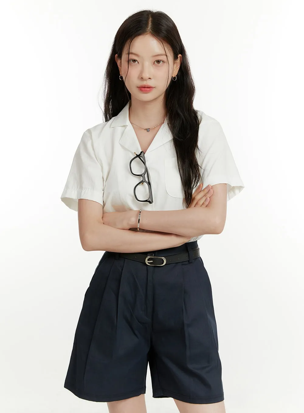 Solid Collared Shirt OU418 sold by Lewkin