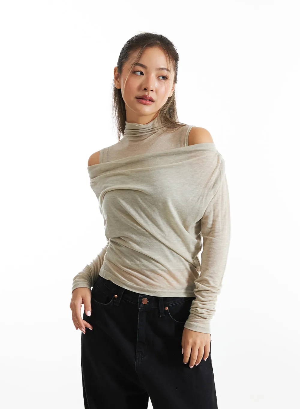 Wool Off-Shoulder Top with Inner Set CO313 sold by Lewkin product image thumbnail 4