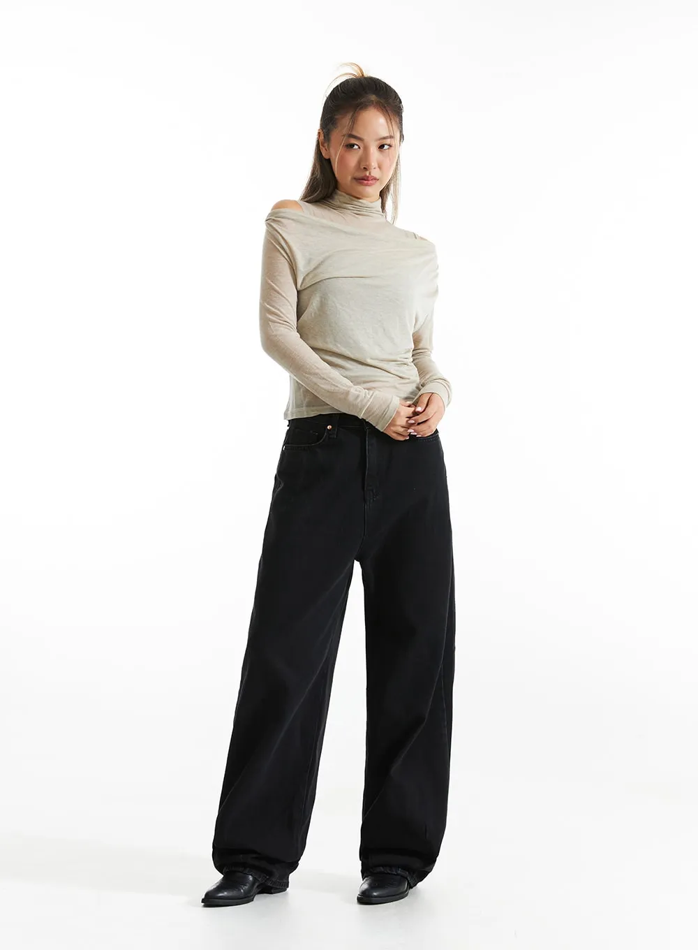 Wool Off-Shoulder Top with Inner Set CO313 sold by Lewkin product image thumbnail 3
