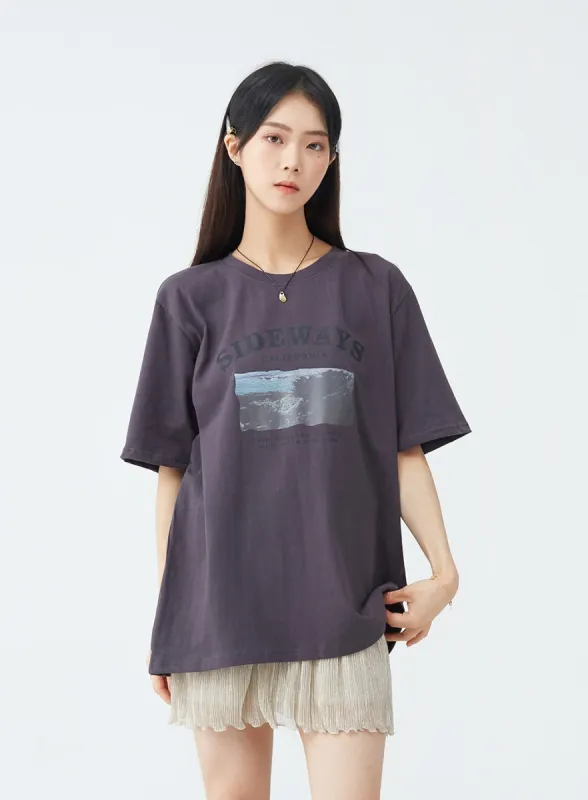 Sideways Graphic Oversized Tee OU19 sold by Lewkin