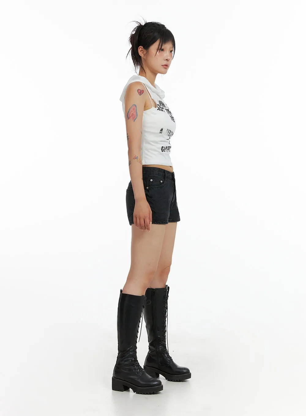Hooded Lettering Sleeveless Crop Top CL415 sold by Lewkin product image thumbnail 3