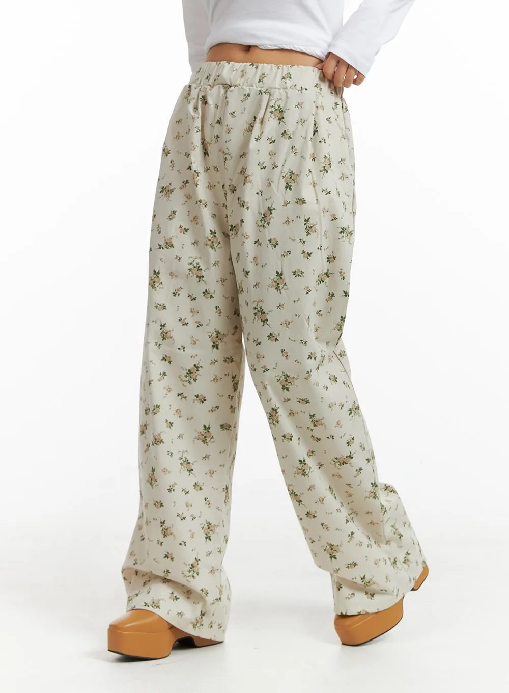 Floral Wide Leg Pants IM404 sold by Lewkin product image thumbnail 4