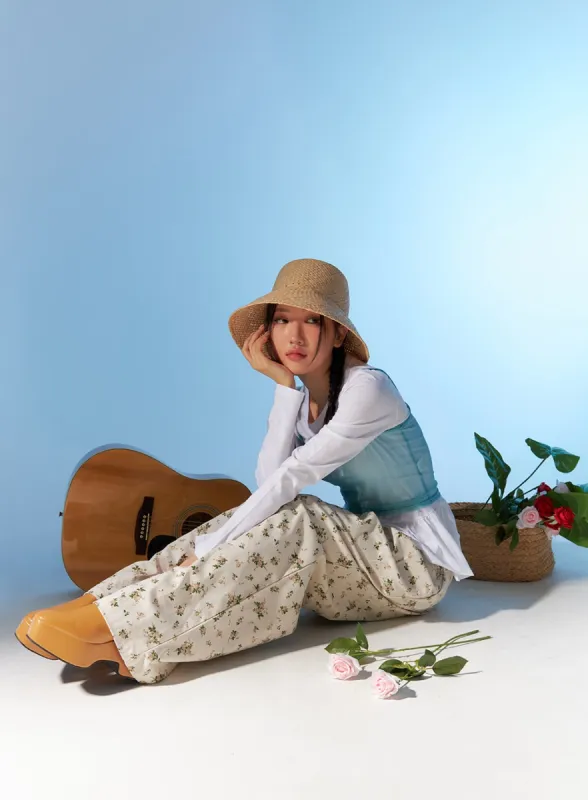 Floral Wide Leg Pants IM404 sold by Lewkin