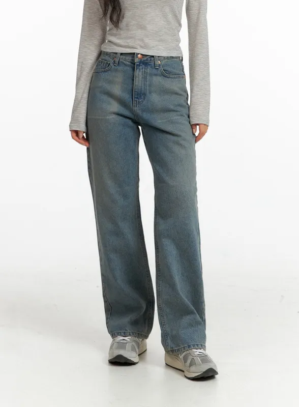 Solid Straight Leg Jeans CF407 sold by Lewkin