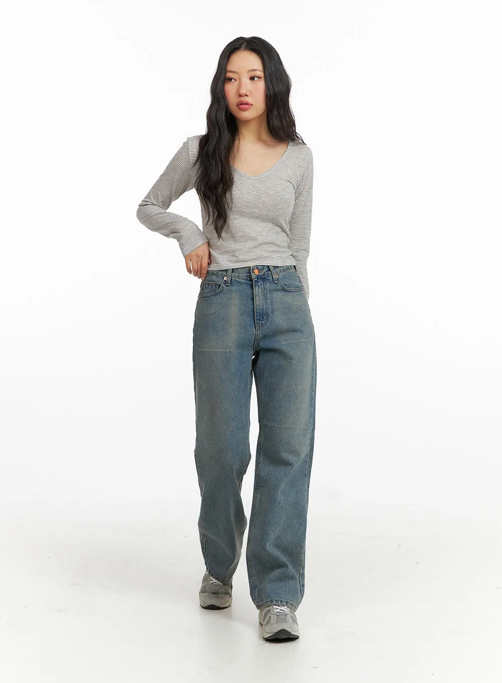 Solid Straight Leg Jeans CF407 sold by Lewkin product image thumbnail 2