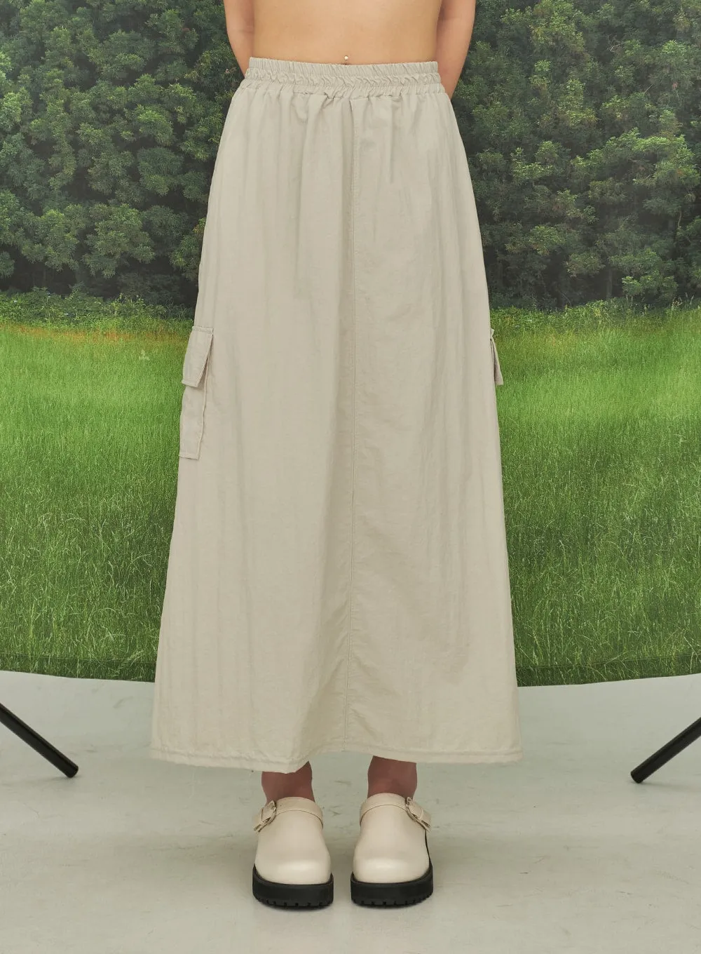 Nylon Maxi Cargo Skirt CY26 sold by Lewkin