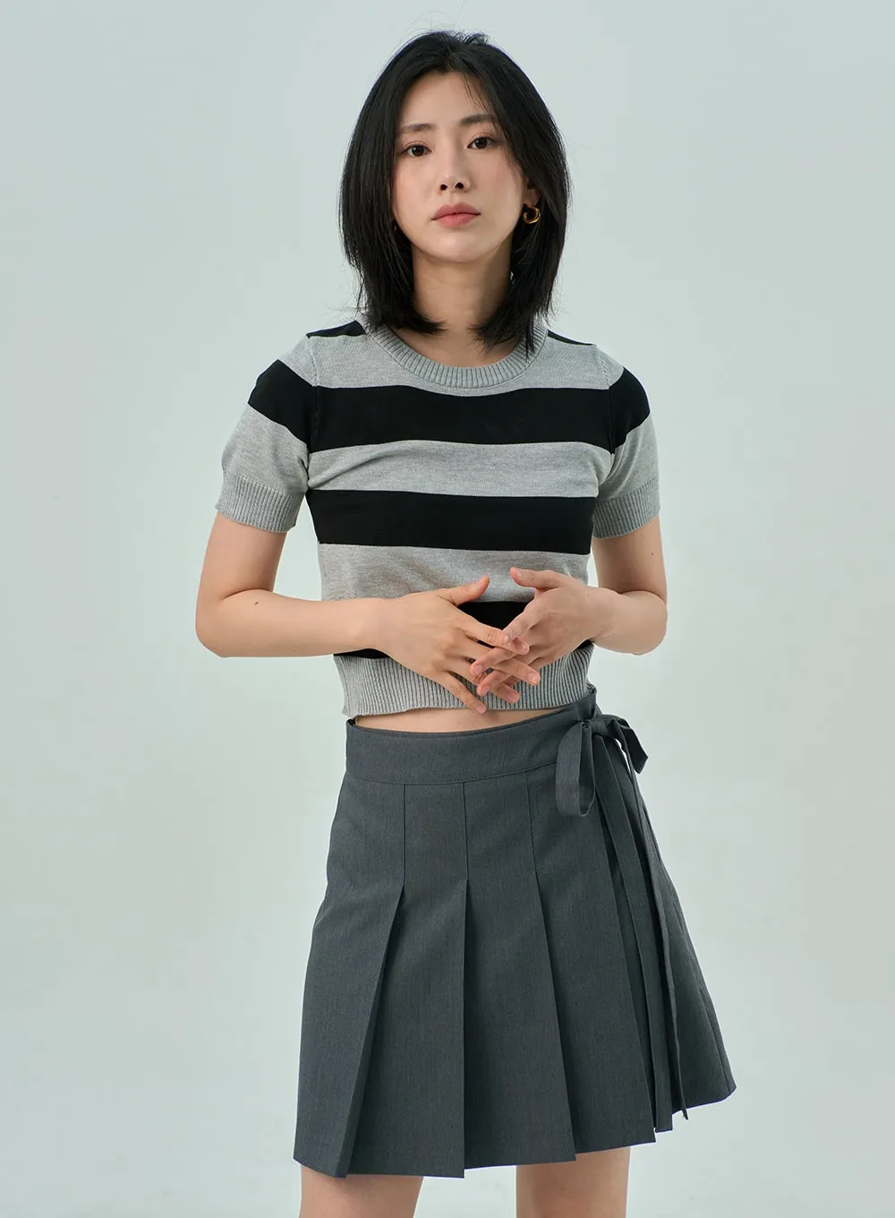 Wrapped Pleated Mini Skirt OY315 sold by Lewkin product image thumbnail 3