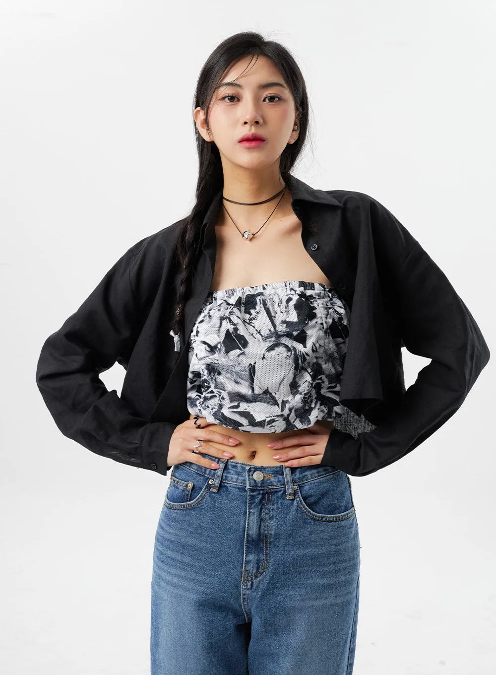 Cropped Shirt BY325 sold by Lewkin