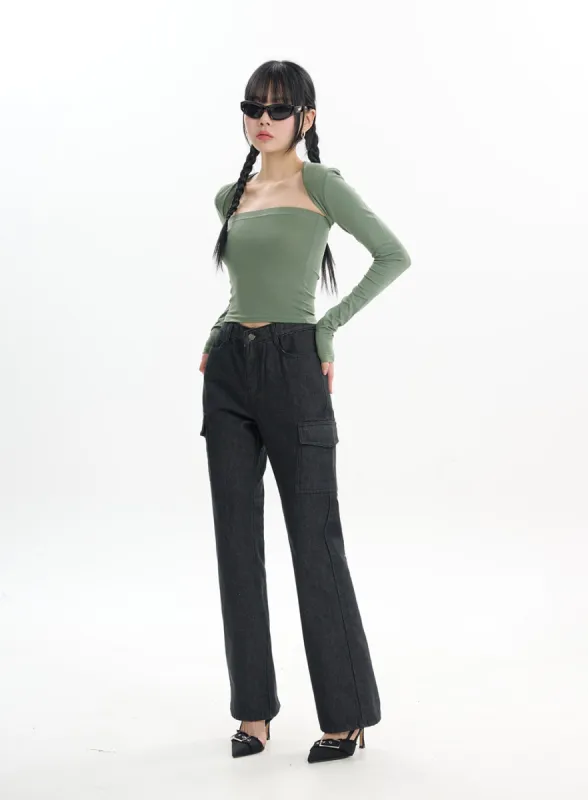 Pocket Flared Jeans IF413 sold by Lewkin