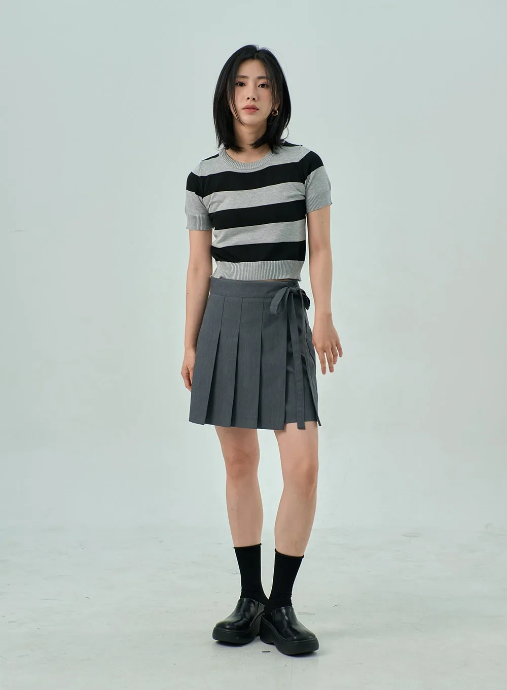 Wrapped Pleated Mini Skirt OY315 sold by Lewkin product image thumbnail 4