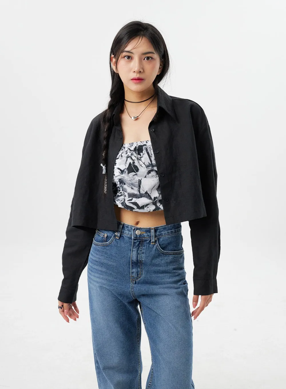 Cropped Shirt BY325 sold by Lewkin product image thumbnail 4