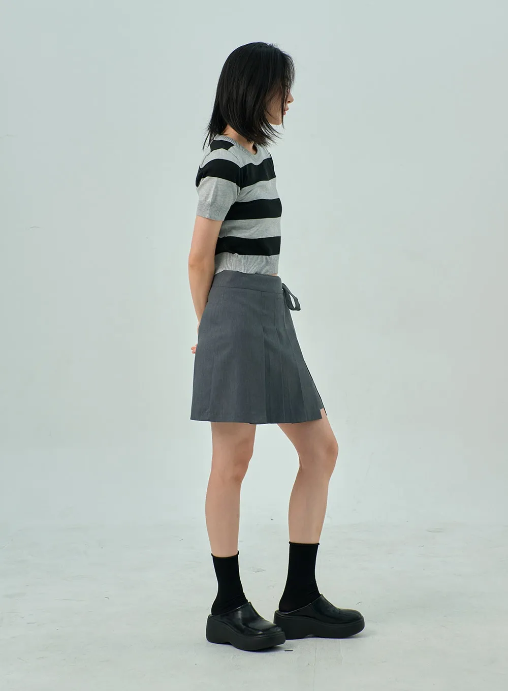 Wrapped Pleated Mini Skirt OY315 sold by Lewkin product image thumbnail 5