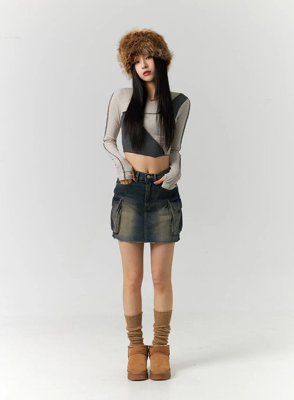 Washed Cargo Mini Skirt ID306 sold by Lewkin product image thumbnail 4
