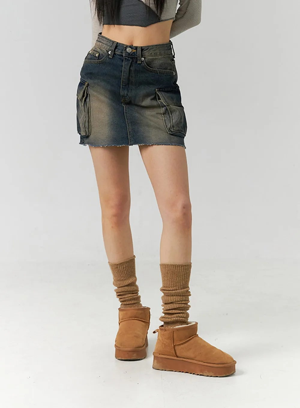 Washed Cargo Mini Skirt ID306 sold by Lewkin product image thumbnail 2