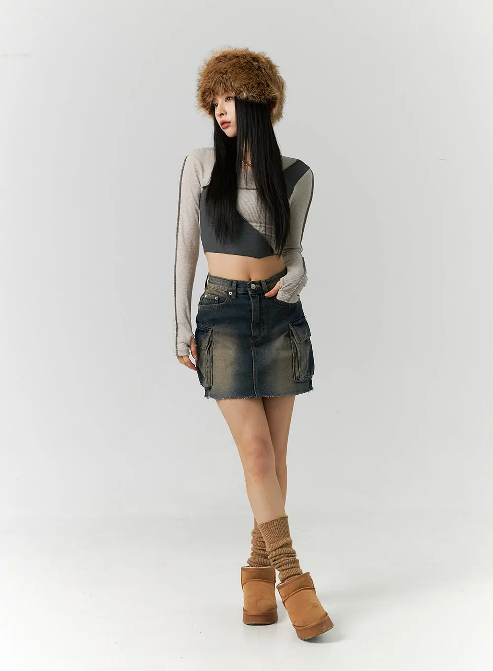 Washed Cargo Mini Skirt ID306 sold by Lewkin product image thumbnail 3